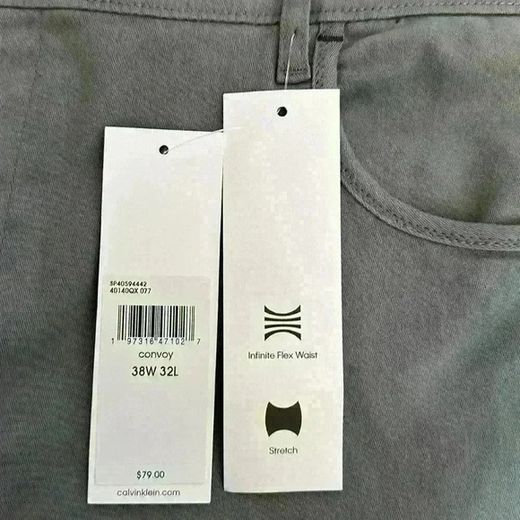 Calvin Klein NWT Gray Slim Fit Flex Waist Stretch 5 Pocket Denim Mens Jean 38W - Picture 11 of 15